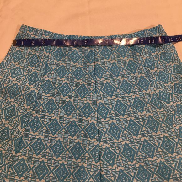 Vintage Diamond Knit Turquoise Retro Circle Skirt - Picture 5 of 10